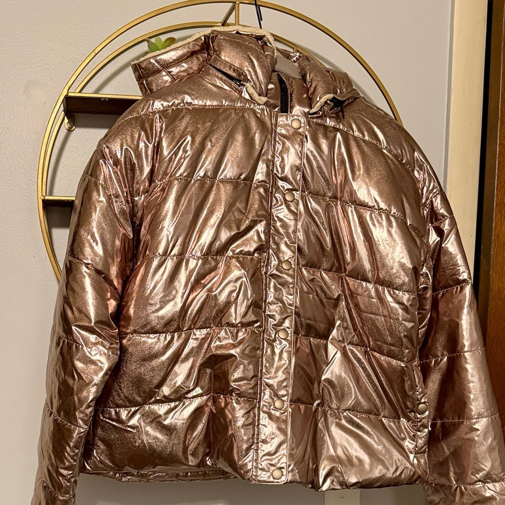 American Eagle Outfitters Shiny Copper Puffer Jacket